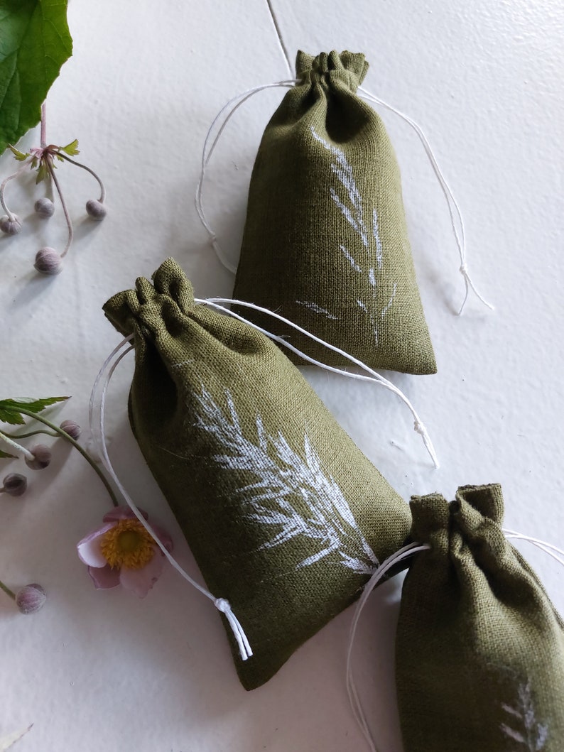 Linen bag, aroma bag for lavender, nature inspired gift pouch, bulk bag image 3