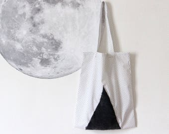 Tote bag white polka dots and faux fur