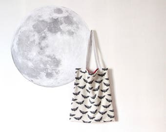 Tote bag retro printed bat, retro tote bag