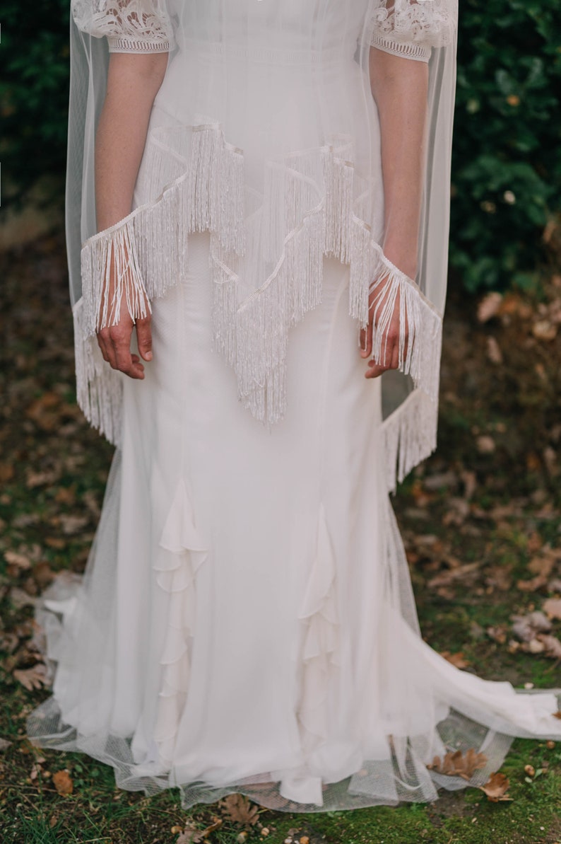 Boho chic wedding dress, vintage wedding dress, made in Italy, haute couture wedding dress, modern romantic wedding dress, lace silk wedding dress image 9