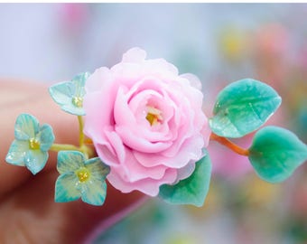 Orden personalizado Flores de arcilla Peonía rosada Peonía floreciente Flores en flor independiente Flor única Flor única Peonía única Arcilla polimérica