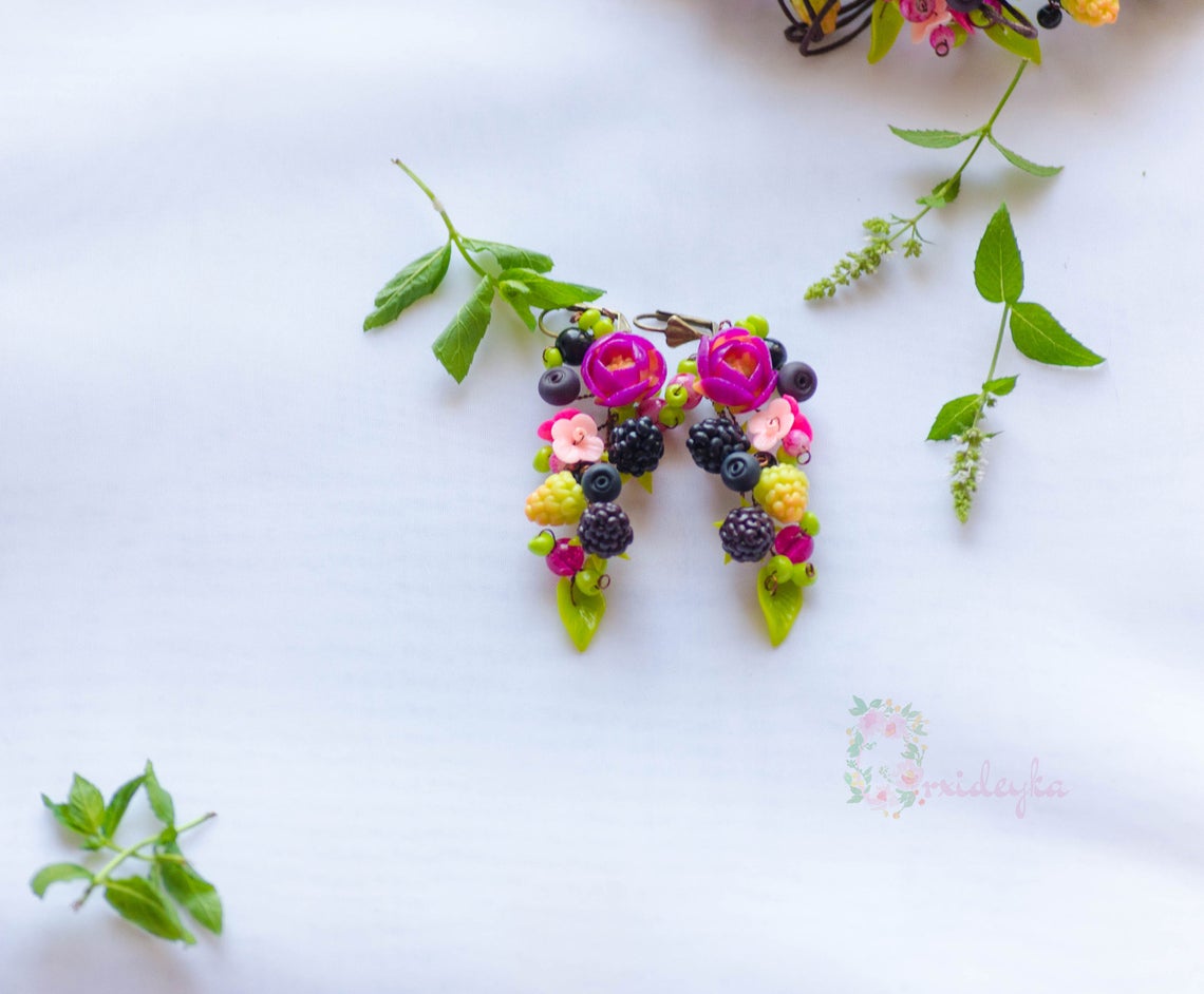 Berries Jewelry Set Berry Jewelry Blueberry Jewelry Blackberry Etsy