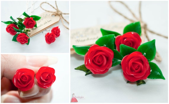halskette ring wählen sie ihre favoriten Rot Lack Rosen-armband ohrringe