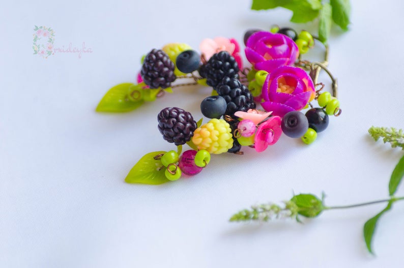 Berries Jewelry Set Berry Jewelry Blueberry Jewelry Blackberry Etsy