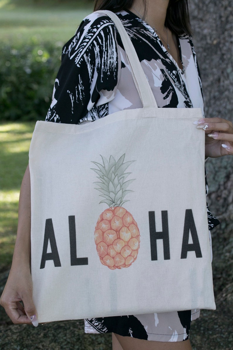 Aloha Pineapple Canvas Tote Bag