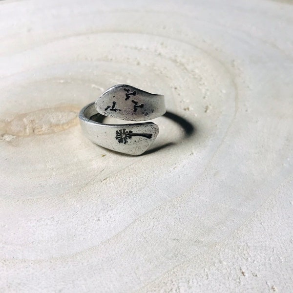 Bague pissenlit, dandelion, porte bonheur, bague réglable