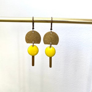 Boucle d’oreilles pendantes sequin émaillé, original et simple