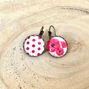 ポピーピアス ミスマッチ 赤水玉 レディース ギフト オリジナルピアス