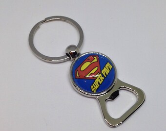 Cabochon bottle opener keychain, Super Dad, Father's Day