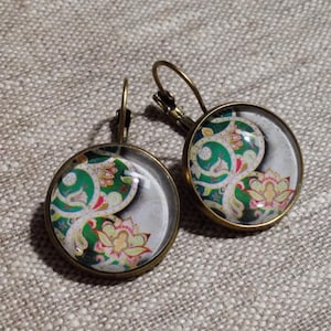 Cabochon sleepers, paisley - Cashmere - green