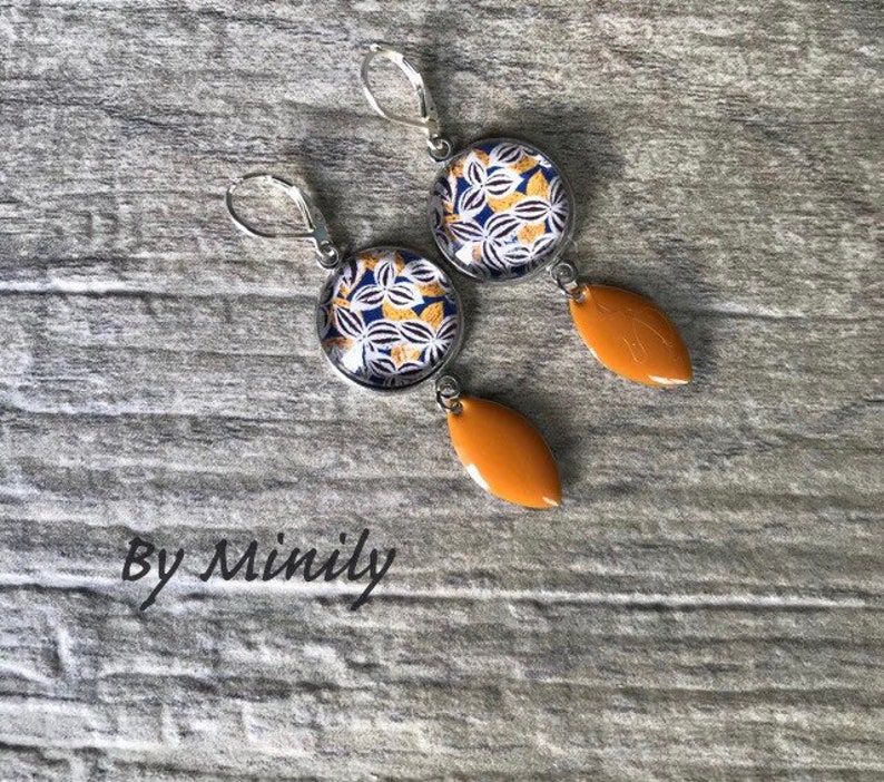 Boucles d'oreilles cabochon paris : boucle-d-oreille par