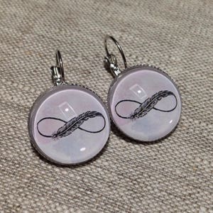 Cabochon dwarsliggers, - oneindigheid, veer, liefde, cadeau-idee, Valentijnsdag