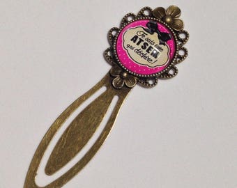 Bronze cabochon bookmark, Atsem gift, I am an ATSEM who rocks, pink