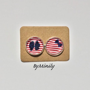 Cabochon chips, knot, red stripe, sailor, sailor, red, ear stud