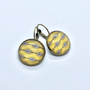 Earrings cabochons, wax, yellow, fantasies, African