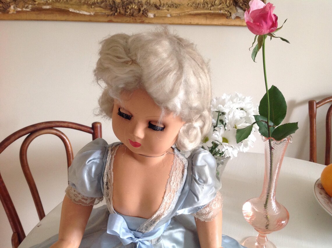 Vintage Bed Doll Boudoir Doll Hard Plastic Doll 1950s Etsy