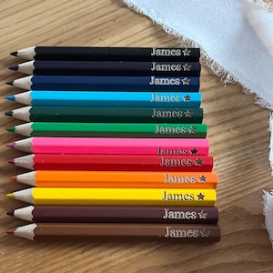 Engraved Pencil Set Personalised With Child's Name, Stocking Filler
