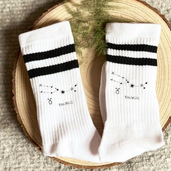 Zodiac Constellation Socks, Taurus Astrology Gift, Horoscope Star Sign Birthday Gift for Her, Birthday Socks Personalised, Socks Present