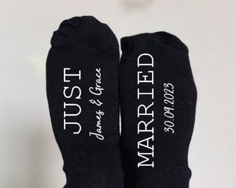 Just Married Socks, Couple Socks, Wedding and Anniversary Gift, 2 Year Cotton, Personalised Husband Socks, Gift for Groom, Gift from Bride