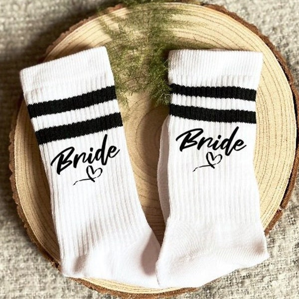 Chaussettes pour le mariage de la mariée, Chaussettes lune de miel, Poule de jeune fille, Fête de mariage, Cadeau EVJF, Vêtements pour la nouvelle femme, Équipe de la mariée, Demoiselle d'honneur, Chaussettes pour la mariée