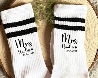 Bride Wedding Day Socks, Wifey Socks, Socks for Honeymoon, Hen, Bridal Party, Wedding Favour, Bachelorette, Team Bride, White Wedding Socks