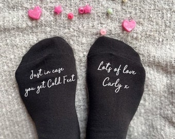 Just In Case You Get Cold Feet Socks, Wedding Day Socks, Groom Socks Gift, Gift from Bride, Custom Socks, Personalised Wedding, Novelty Sock