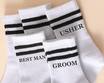 White Crew Sock Groom Wedding Day Socks, Best Man Socks, Usher, Father of the Bride, Socks for my Groom, Husband Socks from Wife, Cold Feet