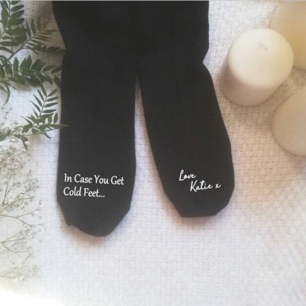 In Case You Get Cold Feet Socks, Custom Name Socks for the Groom, Wedding Day Socks, Gift from Bride, Best Man, Usher, Groom Wedding Box