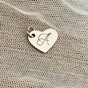 Engraved Initial Heart Charm, Stainless Steel Jewellery Charm with Name, Birthstone Initial Charm, Personalised Alphabet Charm, Letter Bead
