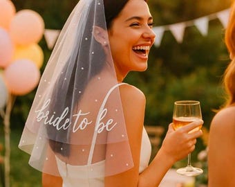 Bride To Be White Veil, Hen Party Accessory, for Bride to be, Future Mrs Gift, Wedding Veil, Tulle Bow, Hen Weekend, Bachelorette Veil