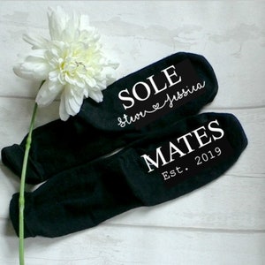 Calcetines Solemate, Calcetines de Pareja, Regalo de Boda y Aniversario, Algodón de 2 Años, Nombre y Fecha, Calcetines Hombres, Calcetines Mujeres, Mono Calcetín imagen 5