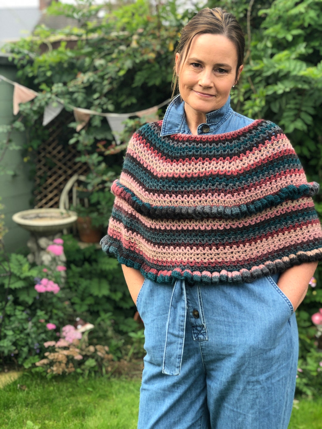 Crochet Ruffle Capelet PDF Pattern, Crochet Poncho, Vintage Style ...