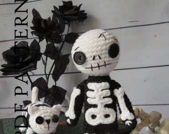 PDF Crochet Pattern - Mr. Skeleton and Skele-Kitty - DIY Instructions; tutorial