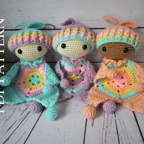 Crochet Lovey Doll, Crochet Pattern, Baby Doll, Lovey Crochet, Granny Square Pattern, Star Baby Doll, Amigurumi Tutorial, PDF Download