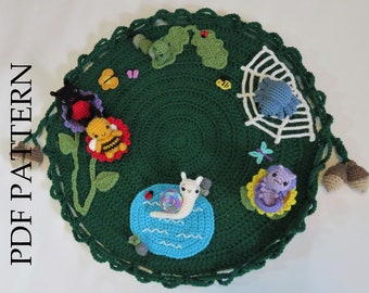 Crochet Backyard Bugs Play Mat - PDF Crochet Pattern; Plus Bonus Insect Applique Pattern