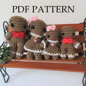 Gingerbread Family Crochet - PDF Crochet Pattern - DIY - Instructions to crochet your own set!