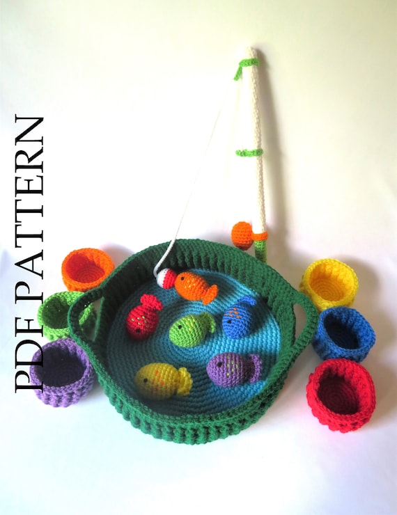 Crochet Fishing Set PDF Pattern Magnetic Fishing Pole and Fish