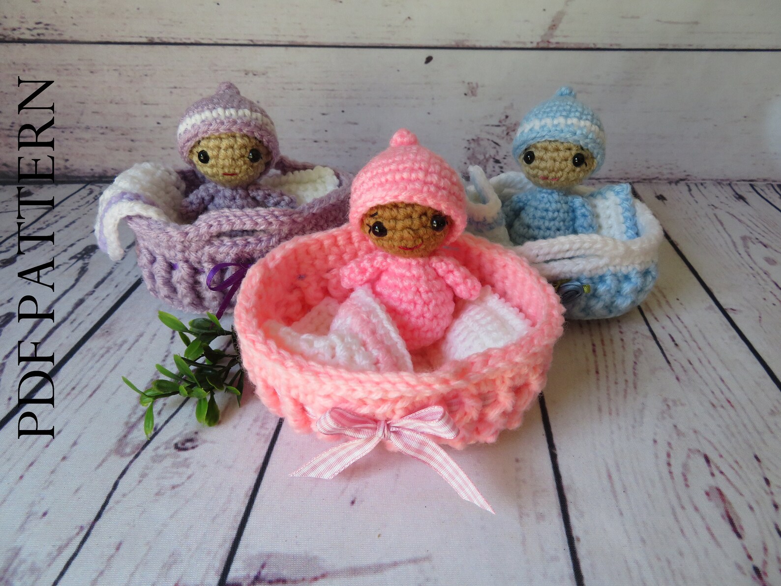 Crochet Baby Doll in Basket Crochet Pattern Crochet Cradle Etsy