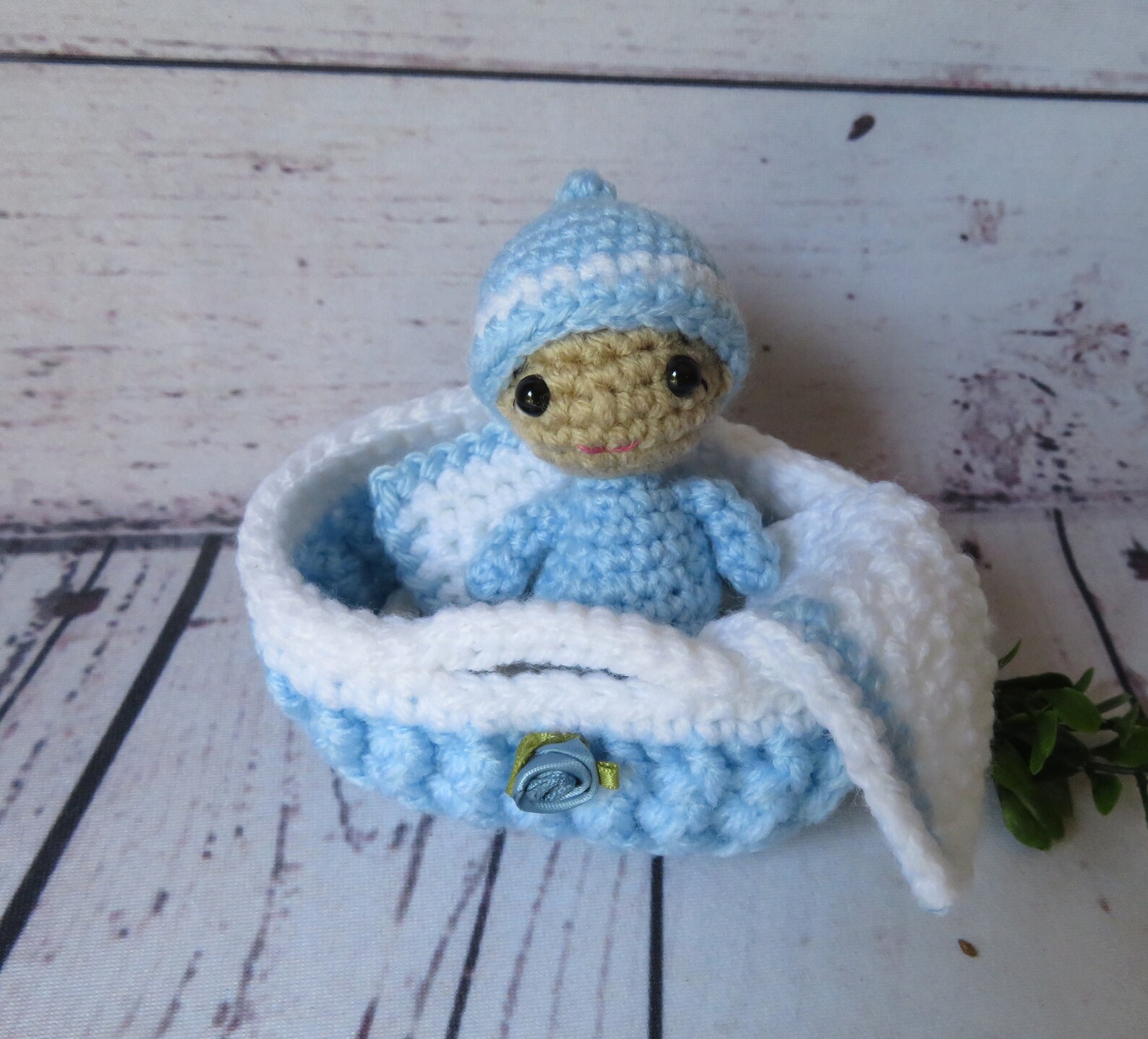 Crochet Baby Doll in Basket Crochet Pattern Crochet Cradle Etsy