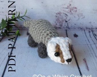 Crochet Badger - Little Badger Friend - PDF Crochet Pattern- DIY; Instructions to make your own!