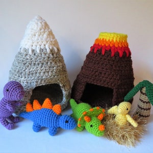 Crochet Dinosaur Play Set Pattern PDF Crochet Pattern with Crochet Mountain Pattern Crochet Volcano Pattern Instructions to make your own!