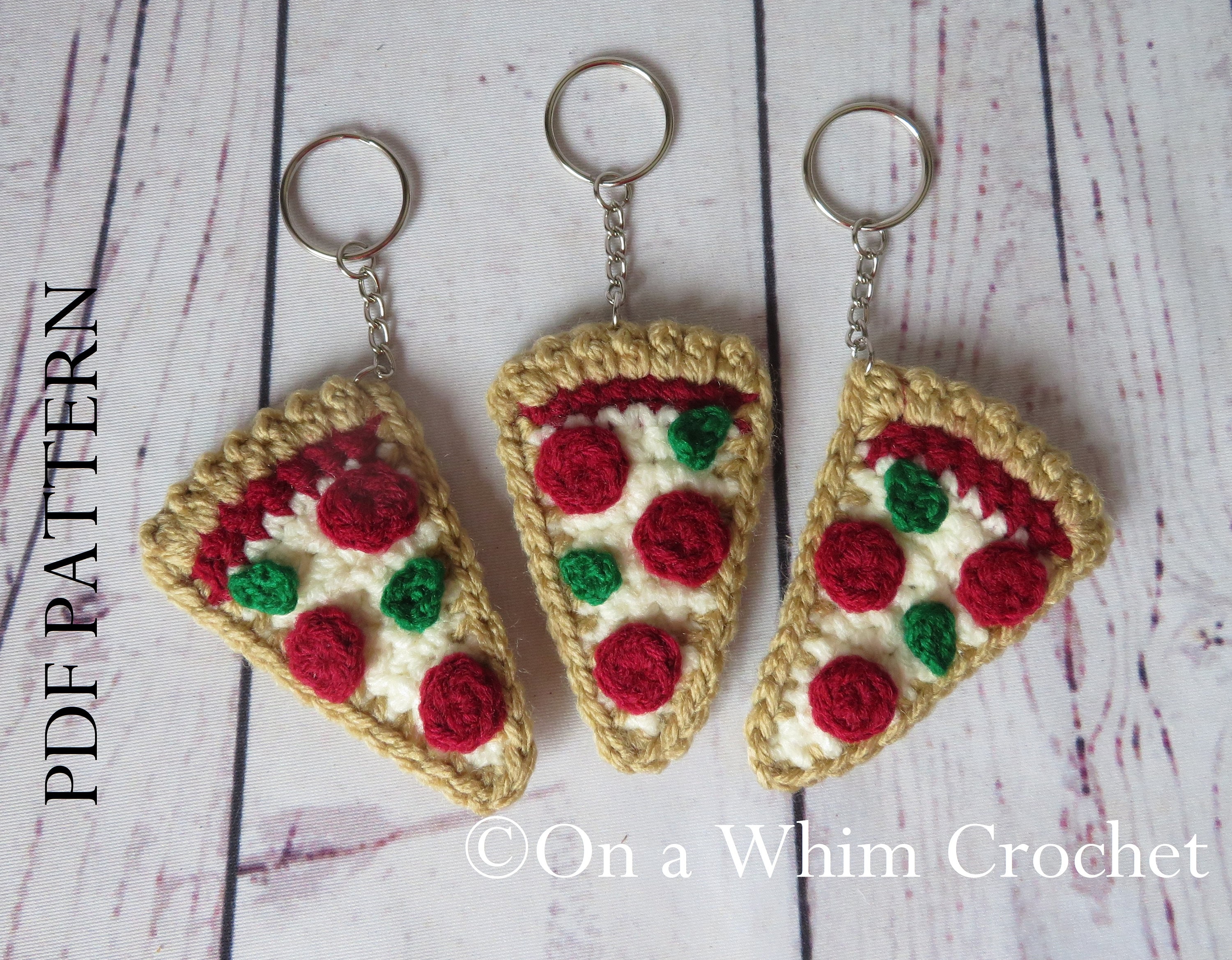 Pizza Slice Keychain Crochet Pattern Keyring Bag or Backpack picture