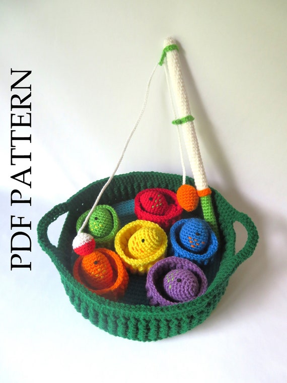 Crochet Fishing Game PDF Pattern: Magnetic Fish, Color Sorting Toy (DIY)