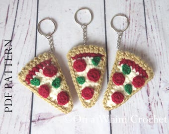 Pizza Slice Crochet Pattern: Amigurumi Keychain PDF