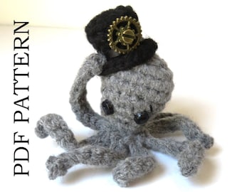 Crochet Octopus - Tiny Steampunk Octopus - PDF Crochet Pattern - DIY; Instructions to make your own!