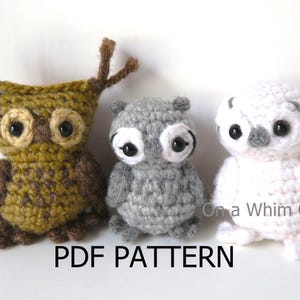Owl Crochet Pattern Bundle in English, Set of 3: Snowy Owl, Scops Owl and Eagle Owl. DIY Instructions to make your own!