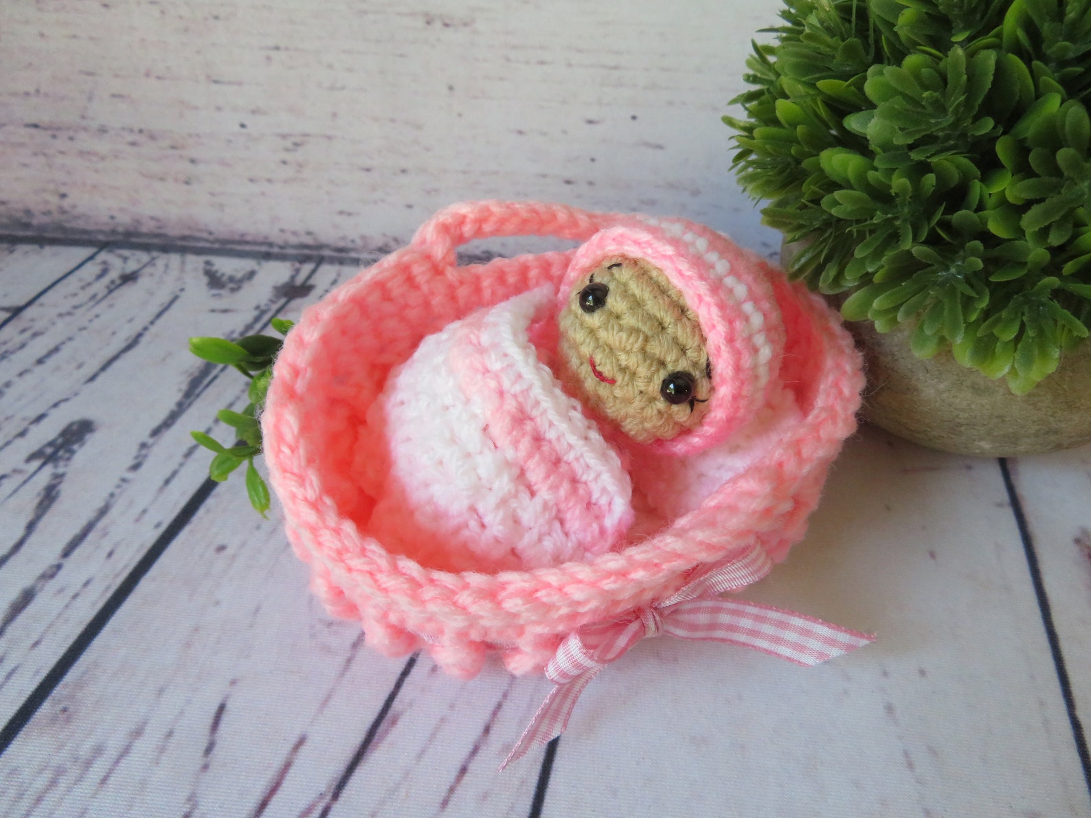 Crochet Baby Doll in Basket Crochet Pattern Crochet Cradle Etsy