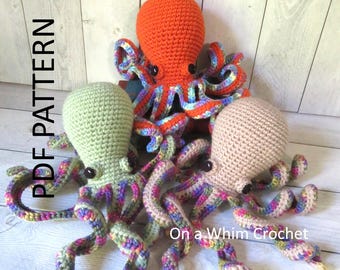 Patrón de pulpo de crochet: Peluche realista de vida marina (Patrón PDF)