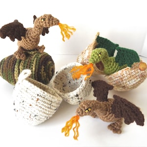 Tiny Dragon and Egg, PDF Crochet Pattern in English. They're fierce little guys! :-)