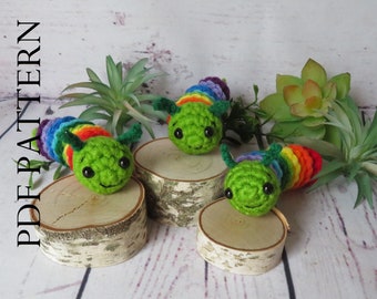 Crochet Rainbow Caterpillar Pattern, tiny, small, mini, scrap yarn project, keychain, ornament, DIY; Instructions to make your own!